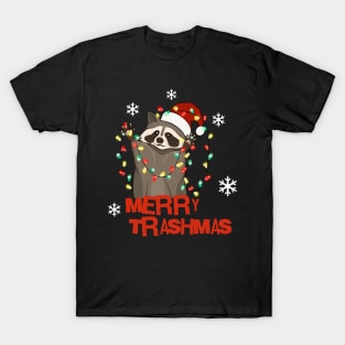 Funny Christmas Raccoon Merry Trashmas T-Shirt